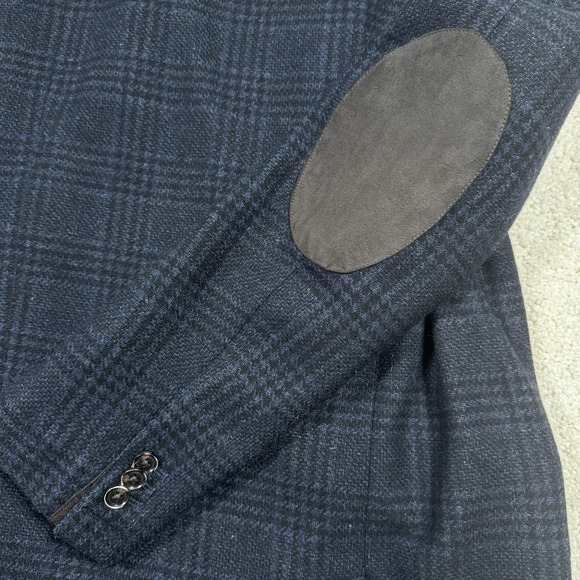Joseph‎ Abboud Blazer Jacket Men's 3X Navy Plaid Wool Elbow Patch Classic Fit - Picture 9 of 10